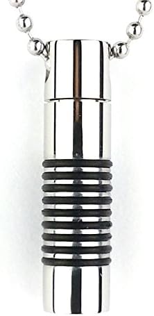 Mens and Boys Diffuser Necklace Vial Made of Stainless Steel with Black Bands for Essential Oil Diffuser or Cremation Vial.
