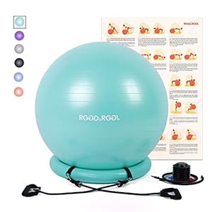 Yoga Ball Chair, RGGD&RGGL Exercise Ball with Leak-Proof Design, Stability Ring&2 Adjustable Resistance Bands for Any…
