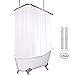 Riyidecor Clawfoot Tub Shower Curtain Liner Bathtub Round White All Around 180 x 70 Inch Wrap Around Freestanding Oval Surround PEVA Extra Wide Home Shower Panel Metal Shower Hooks Heavy Duty