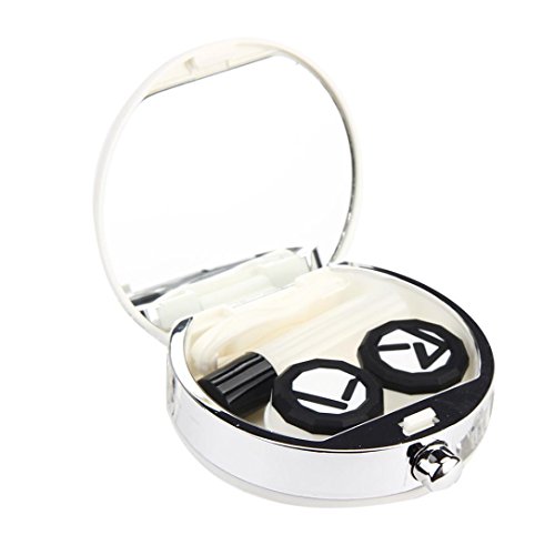 Hot Sale! AMA(TM) Perfume Bottle Retro Shaped Mini Contact Lens Case Holder Box Travel Kit Easy Carry Mirror Container (White)