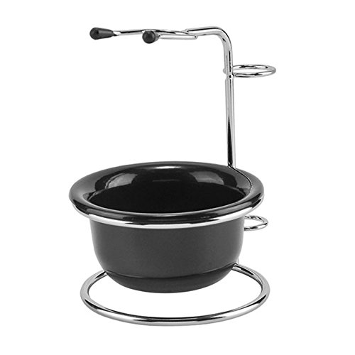 CCbeauty Shaving Stand and Bowl Set Stainless Steel Razor Brush Holder Shaving Soap Bowl Mug for
