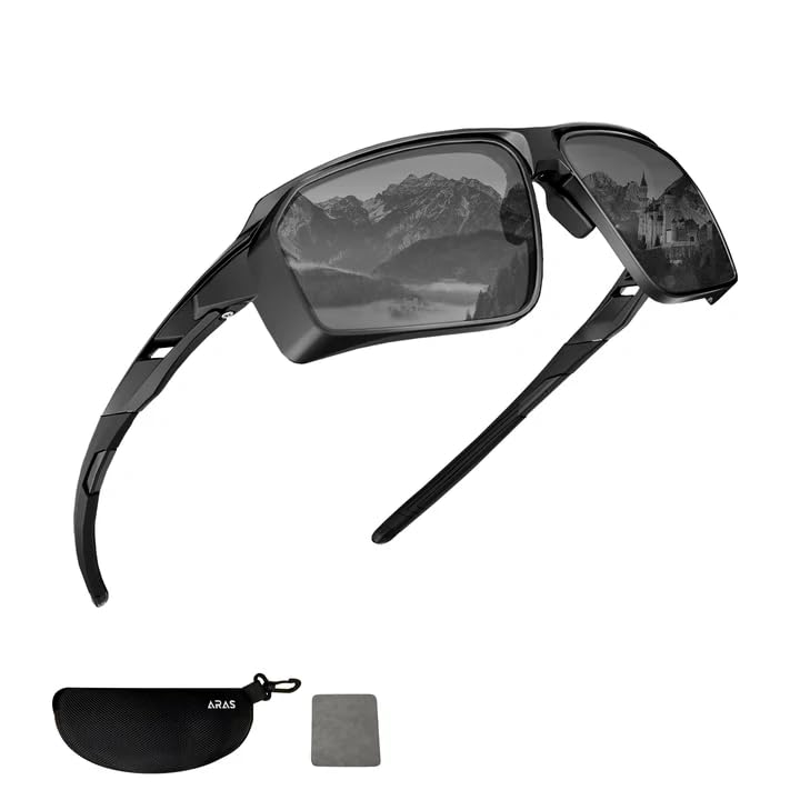 ARAS Polarized Sunglasses for Men Women Adjustable Nasal Pads TR90 Lightweight Glasses with UV400 Protection for Cycling Tennis Bike Motorcycle Fishing Hiking Lightweight