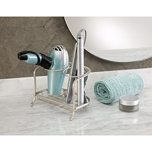 mDesign Steel Bathroom Countertop Hair Tool Storage Organizer Accessory