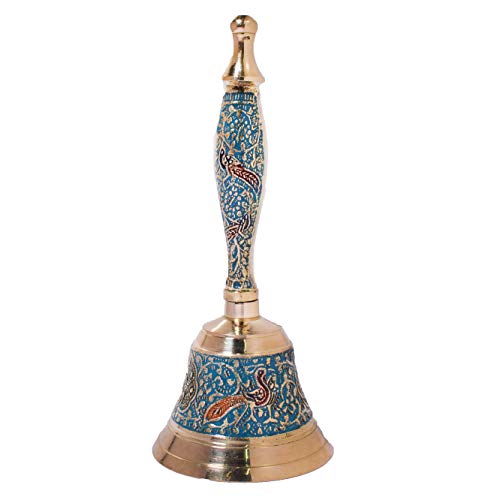 Hashcart Beautiful Puja Hand-held Ghanti - Colourful Jingle Bell for Christmas | Hand Bell for Puja