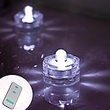 AceList 24 x White LED Submersible Tea Light Tealight Candles with Remote Control Replaceable Coin Battery Underwater Waterproof Lamp for Christmas Birthday Use- White