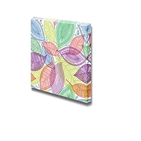 Canvas Prints Wall Art - Seamless Abstract Color Leaves | Modern Wall Decor/Home Art Gallery Wraps Giclee Print & Wood Framed. Ready to Hang - 12" x 12"