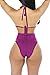 Kisscynest Women's High Waist Strappy Cut Out Bikini Sets Mesh Cover Ups Fuschia XL
