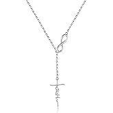 Sariel 925 Sterling Silver Faith Hope Love Infinity Cross Pendant Necklace for Women Christian Birthday Christmas Jewelry