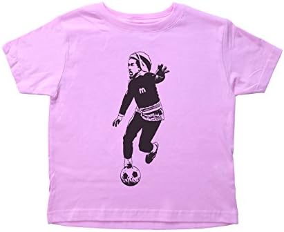 Baffle Bob Marley Playing Soccer Toddler Shirt/Marley/Crew Neck Kids Tee Size - 3T, Color- Light Pink