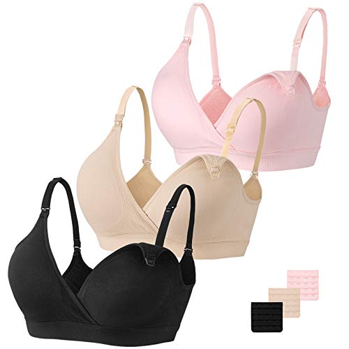 Vinfact Nursing Bra 3 Pack Seamless V Neck Maternity Bra Women