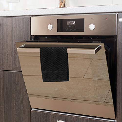 Talvania Kitchen Towels 100% Cotton Dobby Weave Terry Towel Set Soft and Absorbent Multipurpose Dish Cloth, Hand Towel and All Kitchen Cleaning 15" X 25" Set of 6 Machine Washable (Black)