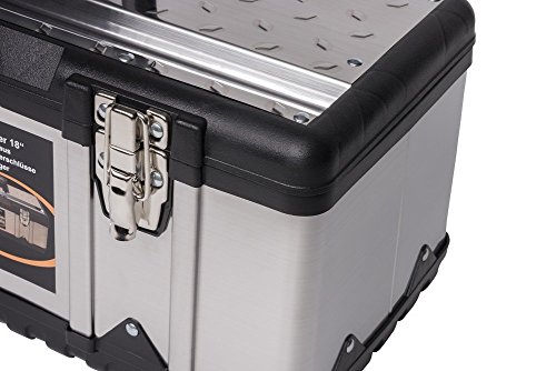Kreher Profi Edelstahl Werkzeugkoffer Set : XXL 23" Profi Koffer 58 x 30 x 25 cm + XL 18" Profi Koffer 47 x 23 x 20 cm. Abschließbar, mit Werkzeugträger, Metallverschlüssen, Ablängvorrichtung. – Bild 5
