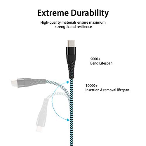 image for Short USB Type C Cable,Yostyle 1FT 3Pack Nylon Braided USB A to C Fast