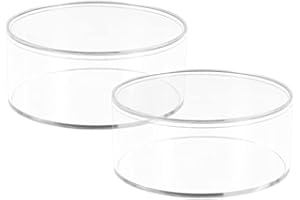 Clear Round Containers with Lid, 2 Pack 5.9 Inches Acrylic Transparent Storage Box for Candy, Jewelry, Nail Art, Mini Collect
