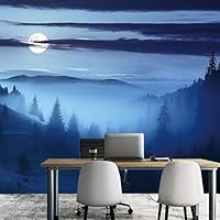 Wall Mural Night Forest Removable Self-Adhesive Wallpaper Wall Decoration for Bedroom Living Room - 66x96 inches