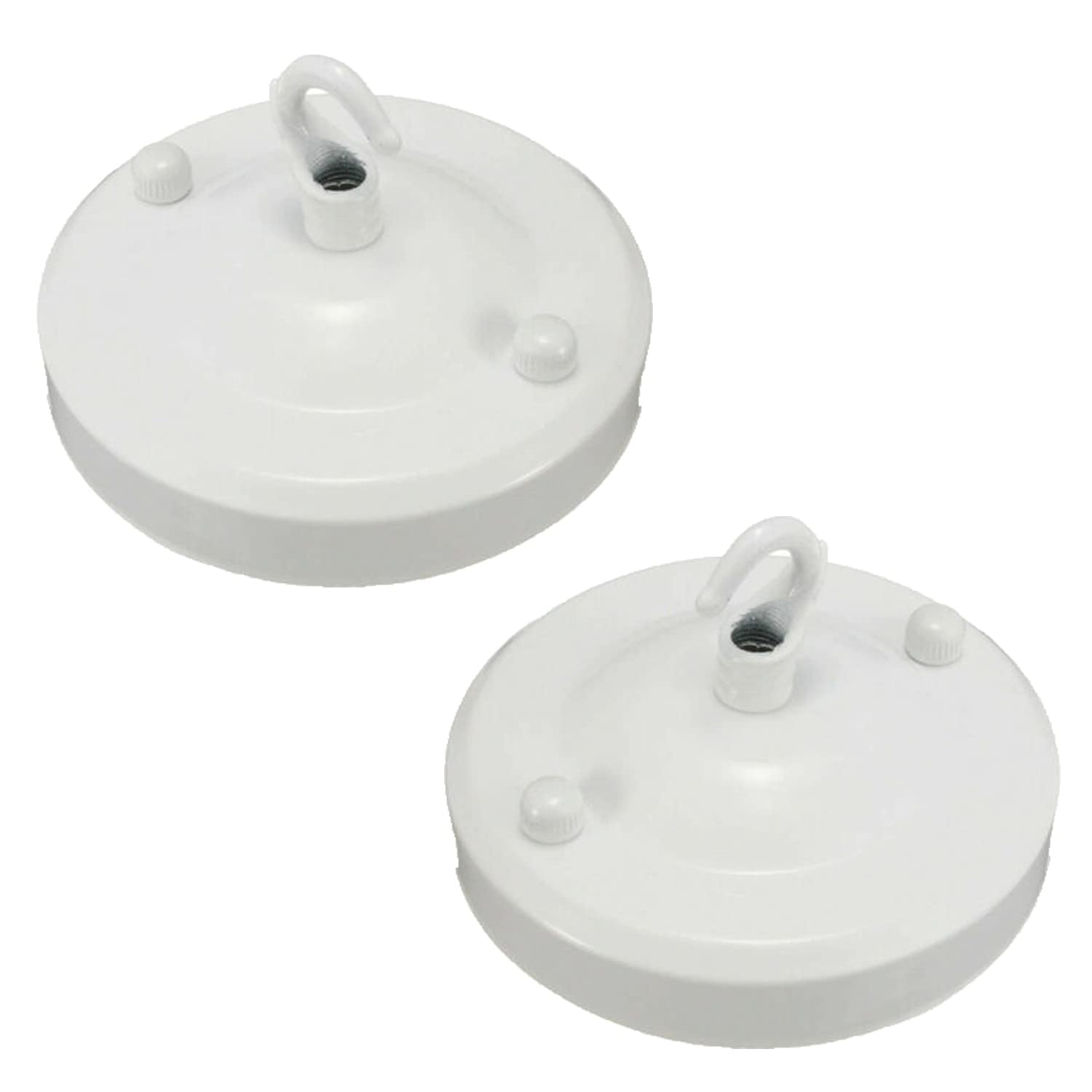 LEDSone 2 Pack White Vintage Single Out Ceiling Rose Hook Plate for Light Fitting Chandelier, 108mm Metal Antique Side Fitting Ceiling Plate with Accessories for Ceiling and Wall Lamp