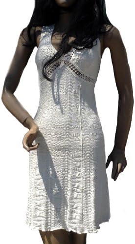 Alpakaandmore Women Ecological Pyma Cotton Dress Greece Design White (Large)