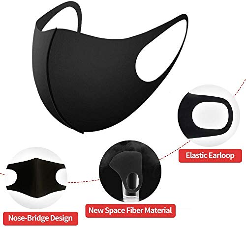 Seahouse 6 PCS Face Mouth Shield Bandana Dustproof Facial UV Protective Cover Washable Reusable Black for Women Men