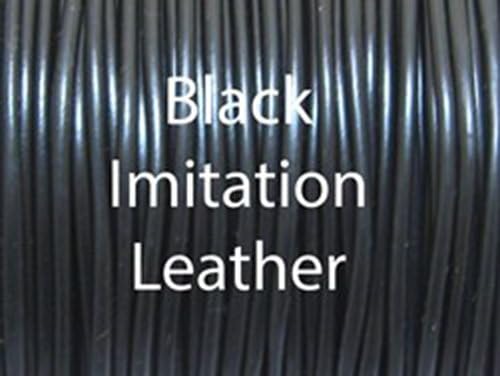 2mm Thick Round Black Pleather Imitation Synthetic Substitute Leather Cord 225 ft. Spool