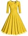MUXXN Women's Retro 1940s Style Scoop Neck Bridesmaid Tea Length Dress (S Yellow)