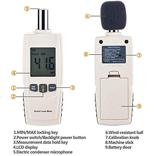 image for REKOBON Decibel Meter Reader/Digital db Meter, Measurement Range 30dBA
