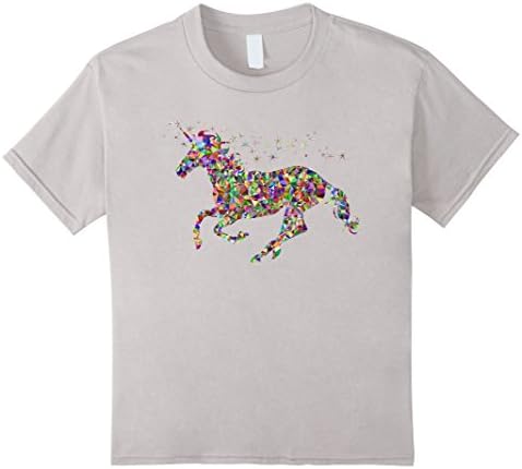 Kids Colourful Horse Unicorn T shirt for girls, women and men 8 Silver