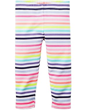 Carters Girl Neon Striped Printed Capri Leggings; Multi-colored