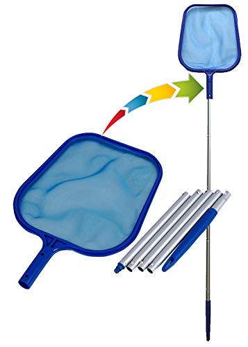 EPOARTIST Leaf Skimmer rake fine Mesh with 5 feet Long Aluminum Handle 6pc for Pool Cleaning