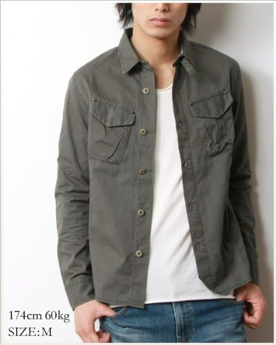 Amazon オーディエンス Audience ライトツイル 硫化 長袖 ミリタリー シャツ メンズ L オリーブグレー Olivegray シャツ 通販