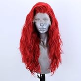 SeraphicWig Loose Curly Lace Front Wig Long Red Synthetic Wigs For Women Heat Resistant Fiber Hair 24 inches