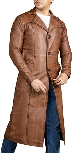 Takitop Jackalious Black Trench Coat Real Lambskin Leather for Men