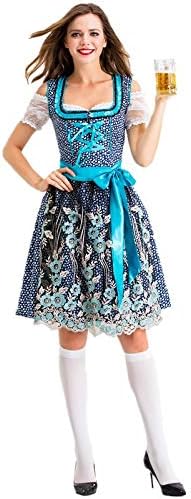 Amazon ワンピース ハロウィン ディアンドル ドイツ ビール祭り レディース コスプレ アルプス民族衣装 女性用 派手なドレス クラシカル 仮装 舞台服 イベント パーティー M ブルー コスプレ 仮装 通販