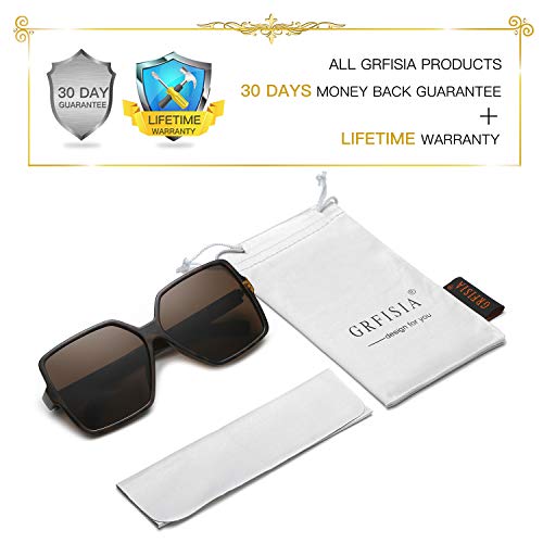 GRFISIA Square Oversized Sunglasses for Women Men Flat Top Fashion Shades (Brown Leopard/Brown Lens, 2.36)
