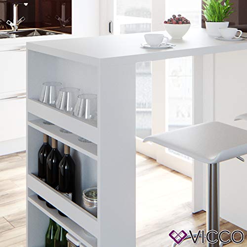 Vicco Bartisch Bar Weiß Anthrazit Tresen Bartresen Stehtisch Tisch Tresentisch Bistrotisch Küche mit 3 extra Fächern… – Bild 6