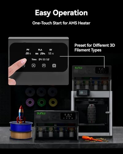 SUNLU AMS Heater for Bamboo Lab AMS Gen 1, 4 Coils Rapid Dryer Upgrade Kit, Simultaneous Printing and Drying, Heating 70 °C in 20 Min with Double Ventilation and Triple Protection