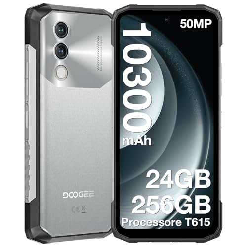 Blade 10 Power Rugged Smartphone, 10300mAh, 24GB+256GB Unbreakable Phone, 90Hz 6.6" HD+IPS, 50MP+8MP Rugged Smartphone, Triple Card Slot,Android 14/Fingerprint ID/Face Unlock/NFC/OTG, Silver
