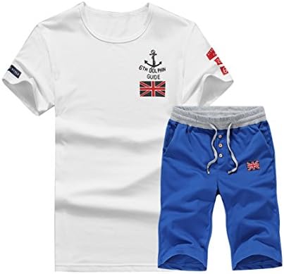CASUALXP Men's Cotton Athletic Tracksuit Sets Summer Beach Walking Running T-Shirts Short Trunks (C-4, XX-Large)