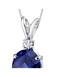 Colgante de diamantes y zafiro azul creado de 3,50 quilates con forma ovalada y oro blanco de 14 quilates