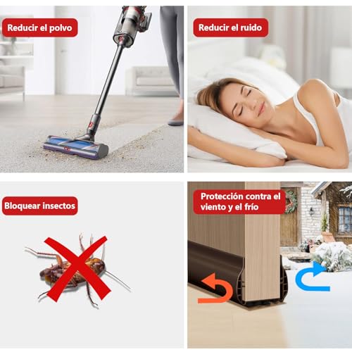 ISTENTINFY Guardapolvo y Protector para Puerta, 2 Piezas Cubre Polvo y Tira de Sellado para Puerta Exteriores e Interiores, Reduce el Ruido, Bloquea el Polvo y el Aire Frío, Marrón
