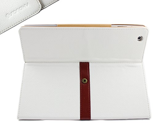 SANOXY Folio Buckle Belt Style PU Leather Case Cover Stand with Auto Sleep/Wake Feature for iPad 2/3/4 (White) - Thumbnail 2