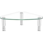 Hemudu Clear Glass Computer Monitor Riser / Triangle Desktop Universal Corner Stand for Computer Monitor &amp; Laptop HD01T-003