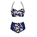 Fanssie Elegant Retro Vintage Floral High Waisted Swimsuit Bathing Suit