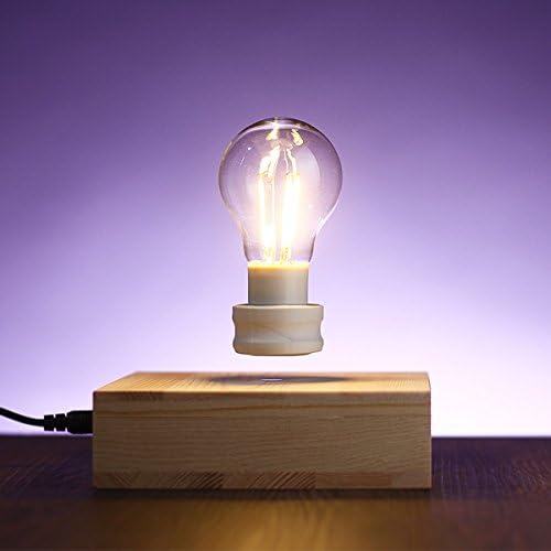 Magnetic Levitating Floating Light Bulb Lamp (Solid wood base) -Anti Gravity Powered LED - to Decorate Office, Living Room, Studio