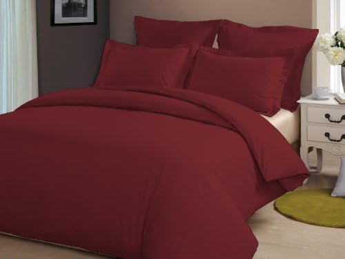 Elegant 100% Egyptian Cotton Quality Duvet Cover Set 600 Thread Count Duvet Set- Luxurious! Ultra Silk Soft Durable Sweet Stylish Breathable Bedding Collection By LINEN SHOPPE - (King, Burgundy)