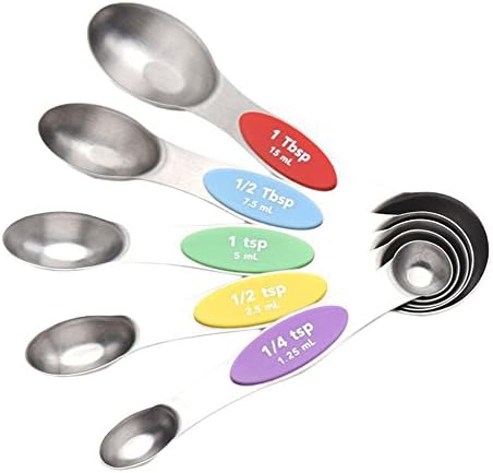 Kiwitwo Magnetic Measuring Spoons, Stainless Steel - Set of 5 for Measuring dry and Liquid Ingredients for Home and Kitchen (Colorful)