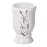 Creative Scents Vanda Bathroom Tumbler Cup, Decorative Rinse Cup for Water- Durable Resin Design- Best Tumblers for Mouthwash/Rinsing (White)