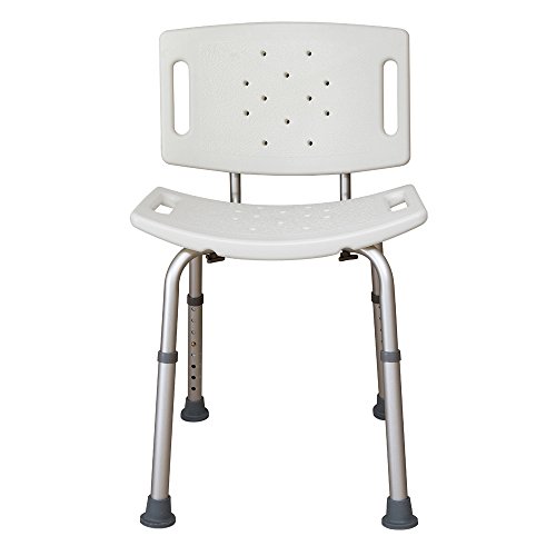 Essential Medical Supply Adjustable Shower Bench with Molded Back - Tool Free Assembly, Height Adjustable Bath and Shower Chair for Comfortable and Safe Bathing for Elderly and Disabled Individuals