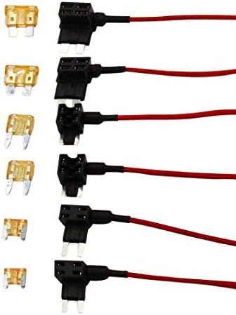 Moeye 12V Car Add-a-circuit Fuse Adapter Mini TAP ATM APM Blade Fuse Holder, Set of 6