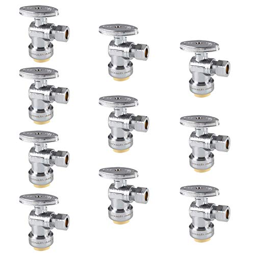 image for (Pack of 10) EFIELD Push Fit 1/4 Turn Angle Stop Valve Water Shut Off 