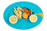 Qshare Toddler Plate, Strong Suction Baby Plates for Babies Toddlers and Kids, BPA-Free FDA Approved Plates for Toddlers, Dishwasher Microwave Safe Silicone Placemat 11x8x1''